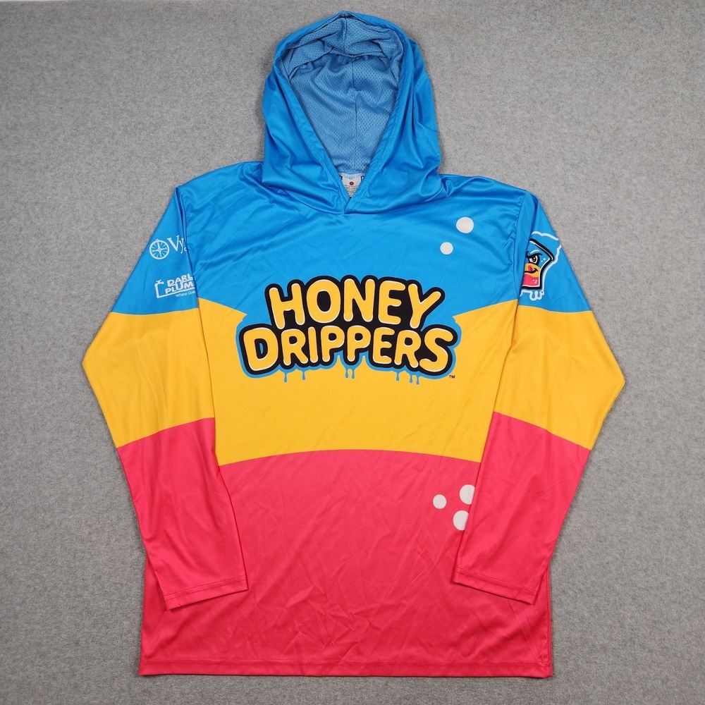 Jacksonville Jumbo Shrimp Hoodie Adult XL Blue Honey Drippers Pullover MiLB